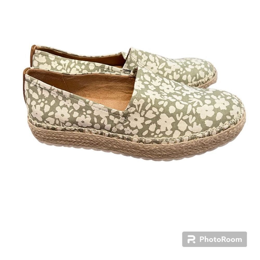 Dr Scholl’s Green and White Floral Slip On Espadrille Shoes Size 6 NEW - Picture 3 of 9
